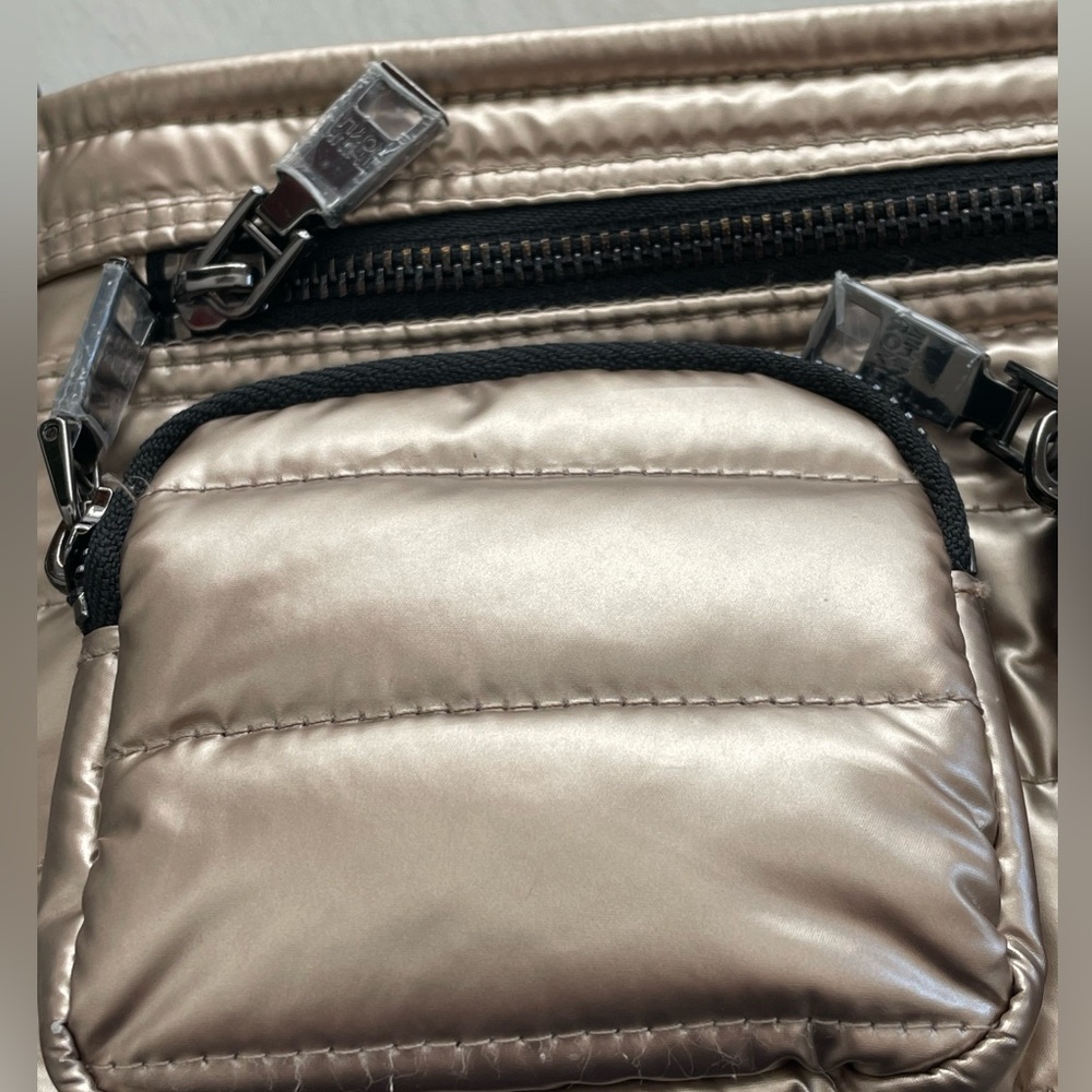 Think Royln Double Trouble Crossbody Handbag Metallic Champagne Gold - Picture 6 of 9